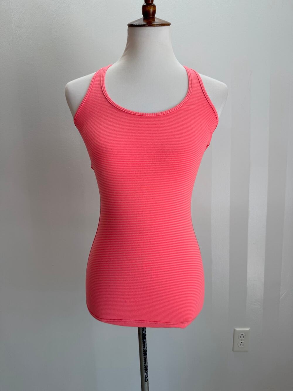 Lululemon Cool Racerback Tank Coral Pink Striped Yoga Athletic